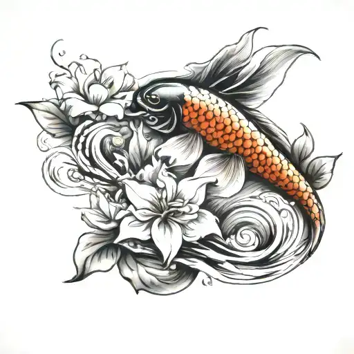 vietnamese tattoo sleeve with koi fish swimming tattoo design idea