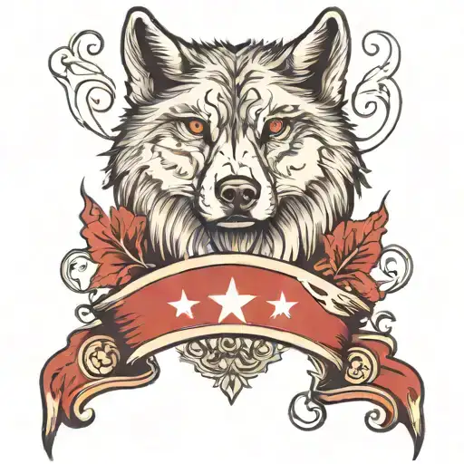 wolf blood and Turkish flag tattoo design idea