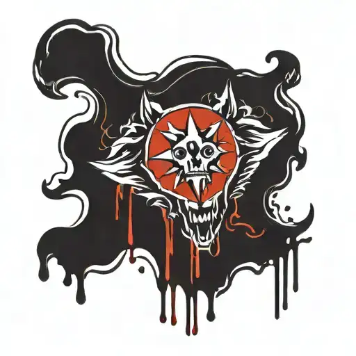 Contains wolf, blood and Turkish flag logo tattoo design idea