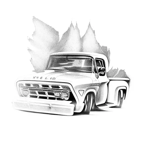 design a tatto with a truck,money chase ,motorcycle and money tattoo design idea