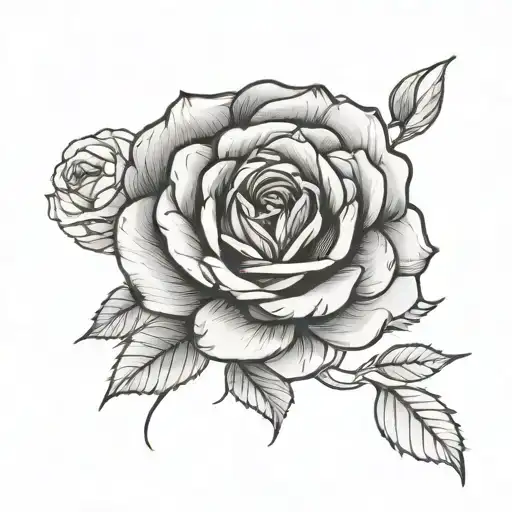 single line rose tattoo design idea