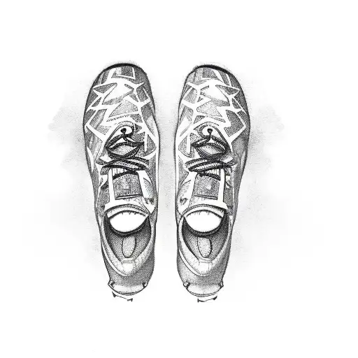 relay baton with a pair of soccer cleats and track spikes on the other hanging off each end  tattoo design idea