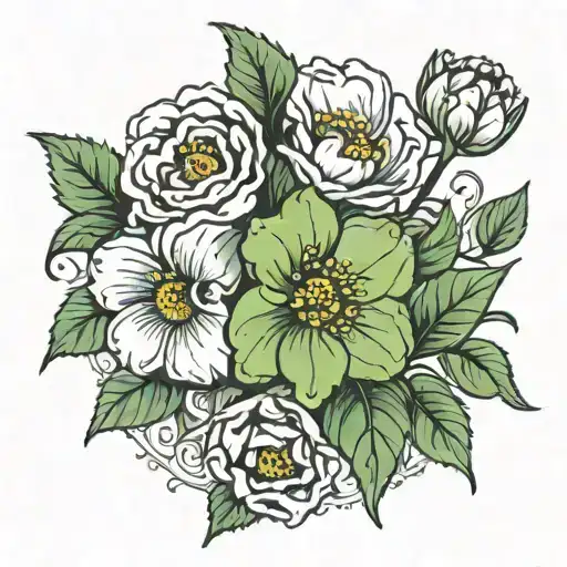birth flowers 2 October 1 July 1august1 february birth flower tattoo design idea