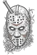 Jason vorhees mask surrounded tattoo design idea