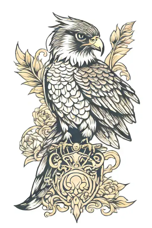 Falcon for back tattoo with Queen tattoo design idea