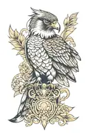 Falcon for back tattoo with Queen tattoo design idea
