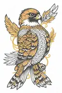 Falcon for back tattoo with Queen tattoo design idea