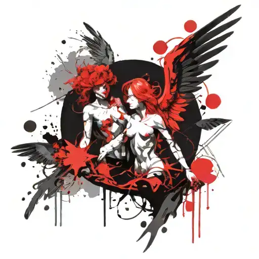 angels vs demons tattoo design idea