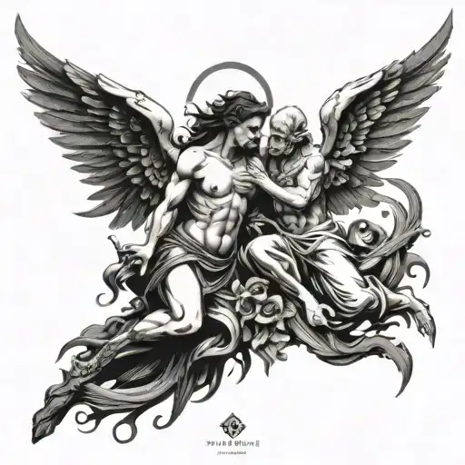 angel vs demon tattoo design idea