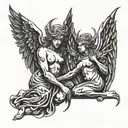 angel vs demon tattoo design idea