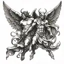 angel vs demon tattoo design idea