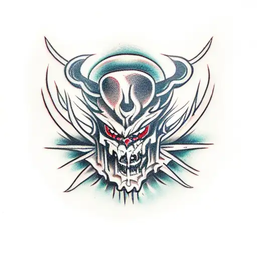 demon face with thorns and worms tattoo design idea