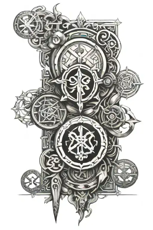 rave nordic design and runes leg tattoo tattoo design idea