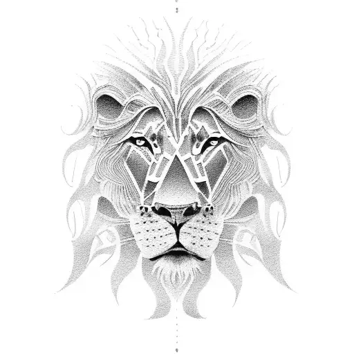 half face human lion tattoo design idea