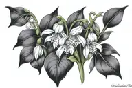 2 snowdrops and one lily of the valley intertwined tattoo design idea