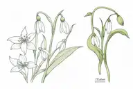 2 snowdrops and one lily of the valley intertwined tattoo design idea
