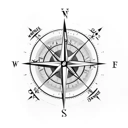 Blackwork Compass Tattoo Design