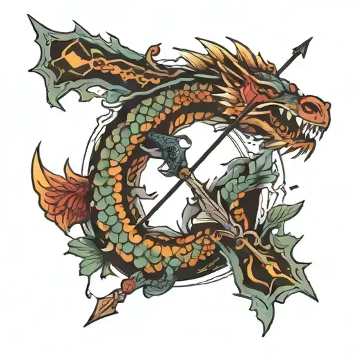 Arrow and a dragon  tattoo design idea