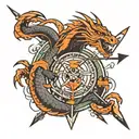 Arrow and a dragon  tattoo design idea