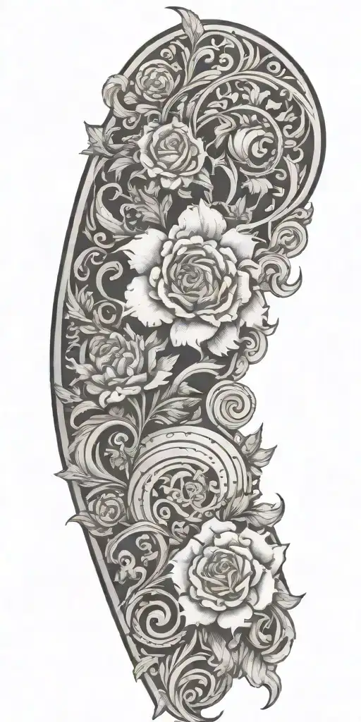 Incorporate leather tooling patterns into a western tattoo design tattoo design idea