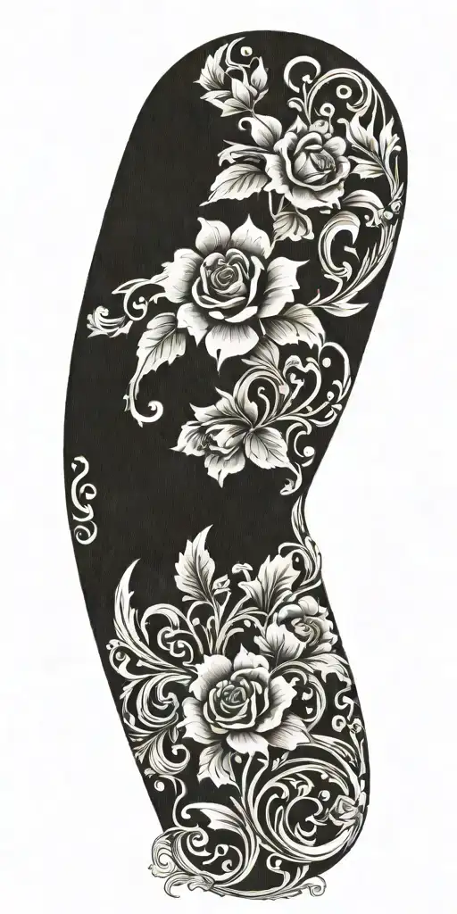 Tooled leather filagree with flowers add a j and s tattoo design idea