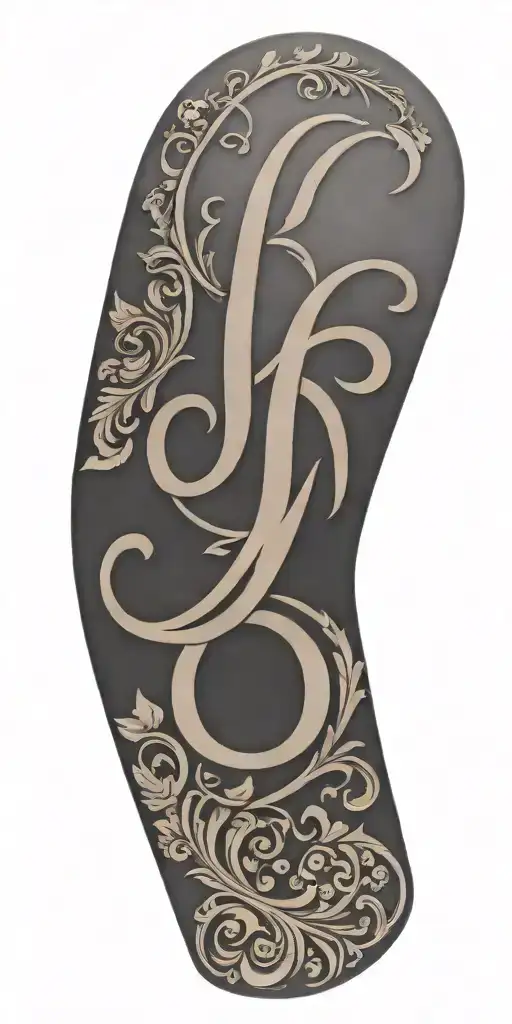 Tooled leather with small initials j and s  tattoo design idea