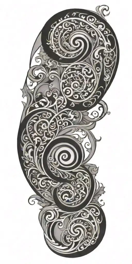 Incorporate intricate leather tooling patterns into a swirl tattoo design tattoo design idea