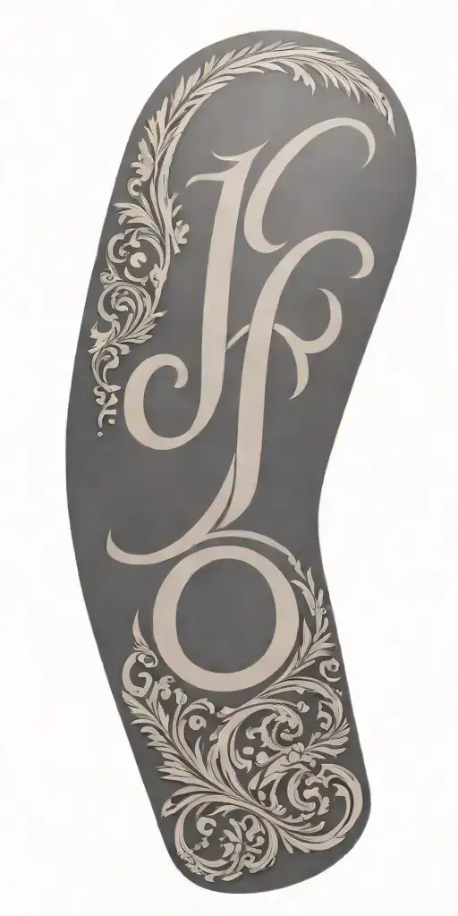 Tooled leather with the initials J and S tattoo design idea