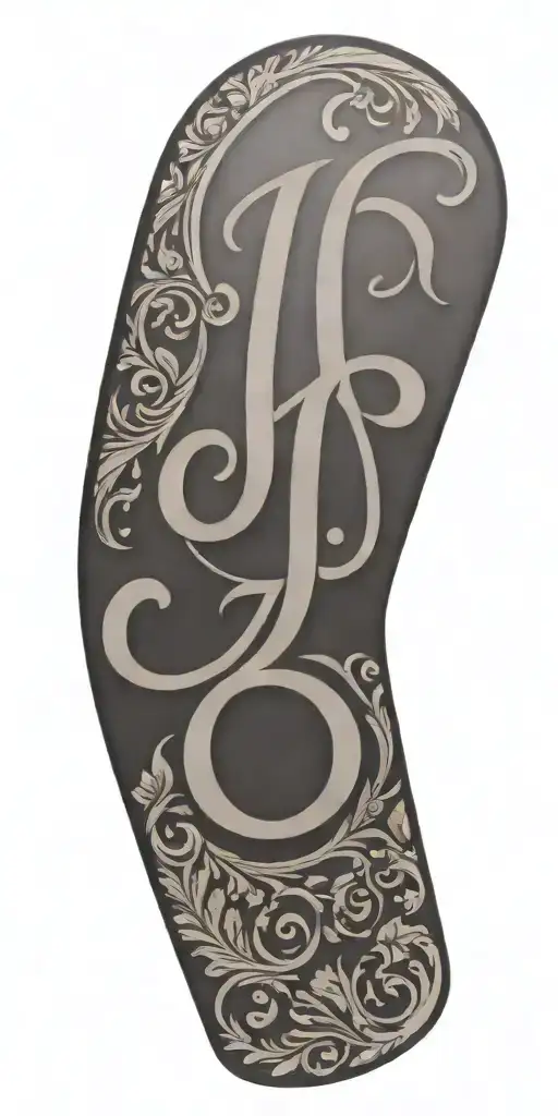 Tooled leather with small initials J and S  tattoo design idea