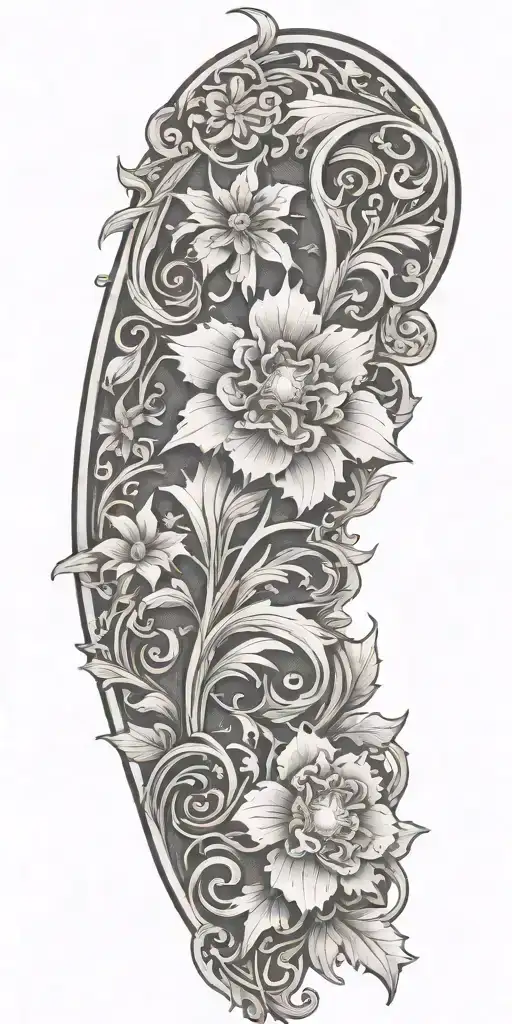 Incorporate leather tooling patterns into a cowboy tattoo design tattoo design idea