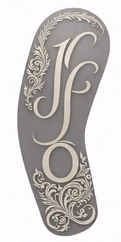 Tooled leather with the initials J and S tattoo design idea