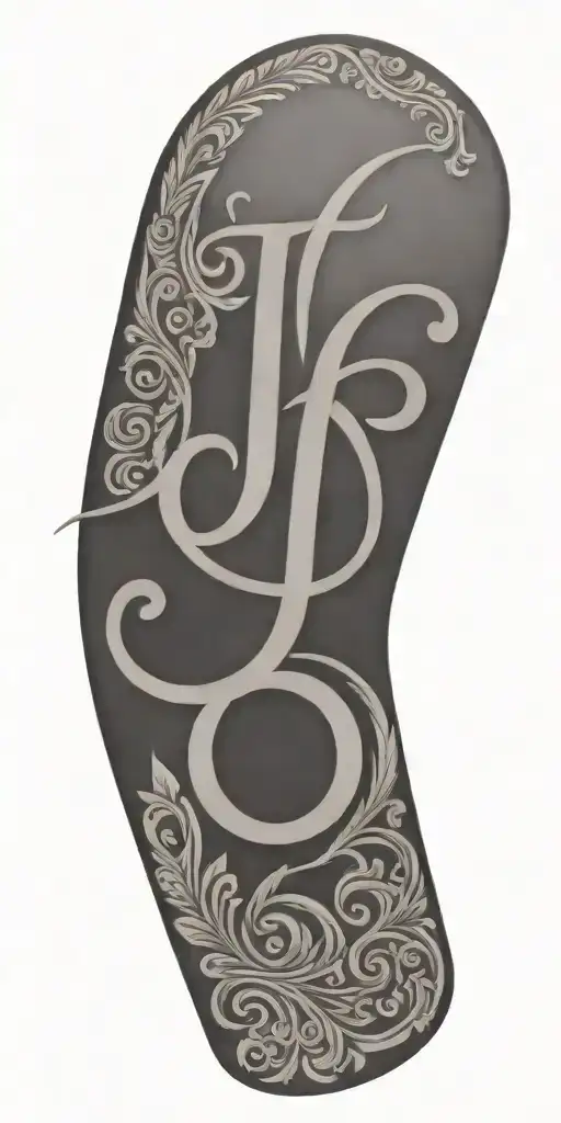 Tooled leather with letters j and s  tattoo design idea