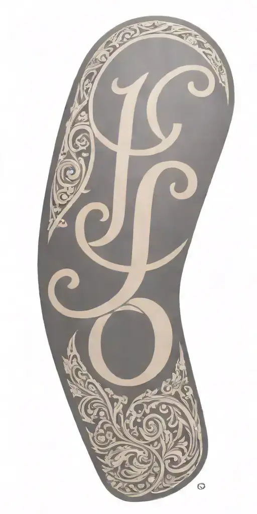 Tooled leather with smaller initials J and S intertwined  tattoo design idea
