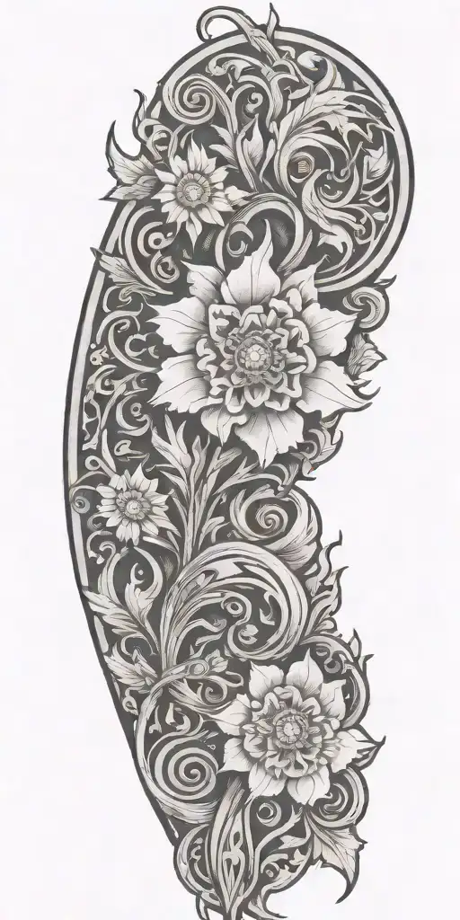 Incorporate leather tooling patterns into a western tattoo design tattoo design idea