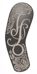 Tooled leather with small initials j and s  tattoo design idea
