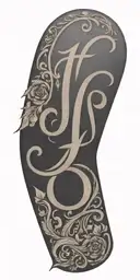 Tooled leather with small initials j and s  tattoo design idea
