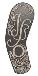 Tooled leather with small initials j and s  tattoo design idea