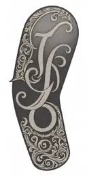 Tooled leather with small initials j and s  tattoo design idea