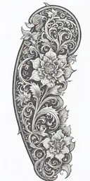 Incorporate leather tooling patterns into a filagree tattoo design tattoo design idea