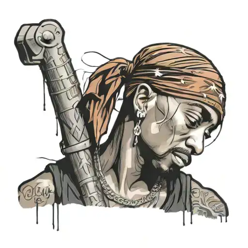 Tupac infrount of brick wall with bullit holes  tattoo design idea