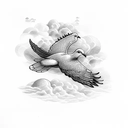 dove tattoo designs with clouds