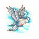 detailed dove with clouds tattoo design idea