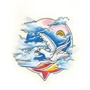 detailed dove with clouds tattoo design idea
