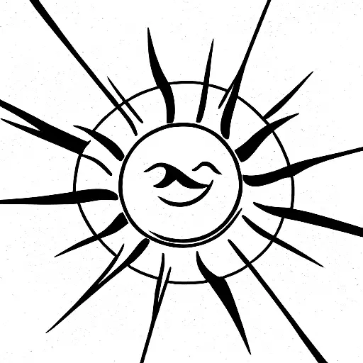 Sun with curved rays without face  tattoo design idea