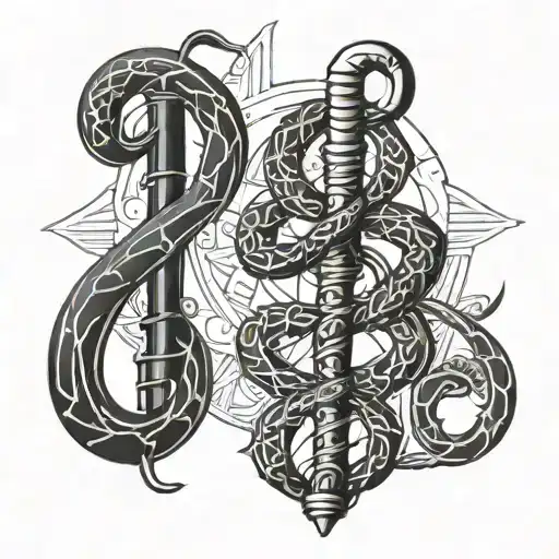 rod of asclepius medical staff  tattoo design idea