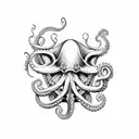 navy octopus anchors tattoo design idea