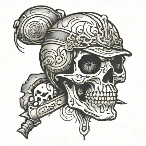 skull spray painter tattoo design idea