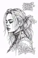 Billie Eilish with happier than ever wrote around her  tattoo design idea