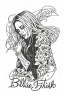 Billie Eilish with happier than ever wrote around her  tattoo design idea