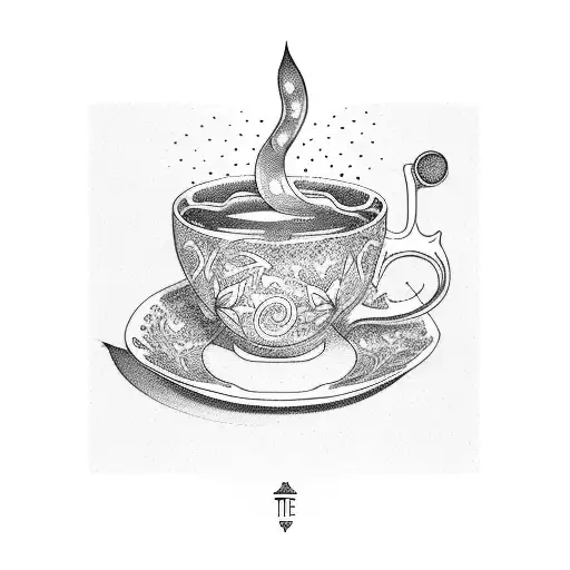 420 but make it into the shape of a tea cup tattoo design idea